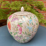 Asian covered pot in partitioned enamels