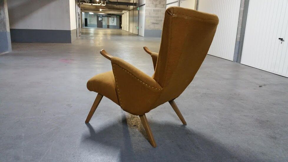 50s 60s Danish armchair has ears golden