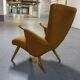 50s 60s Danish armchair has ears golden