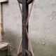 Brutalist floor lamp in wrought iron and glass paste