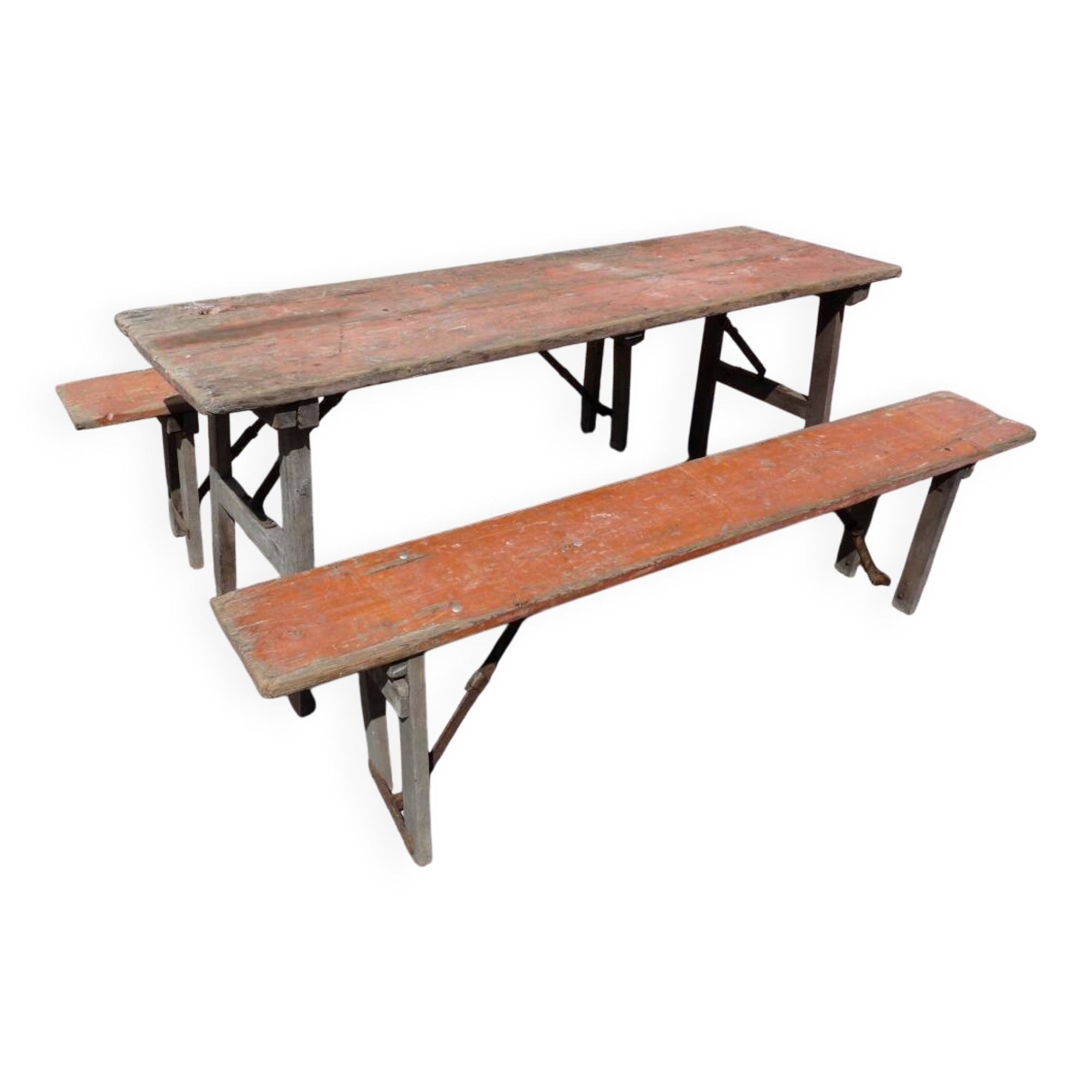 Table + 2 brewery benches - old brewery L.F. Haag Ingwiller prey