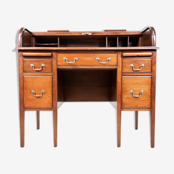 Edwardian tambour roll top mahogany desk