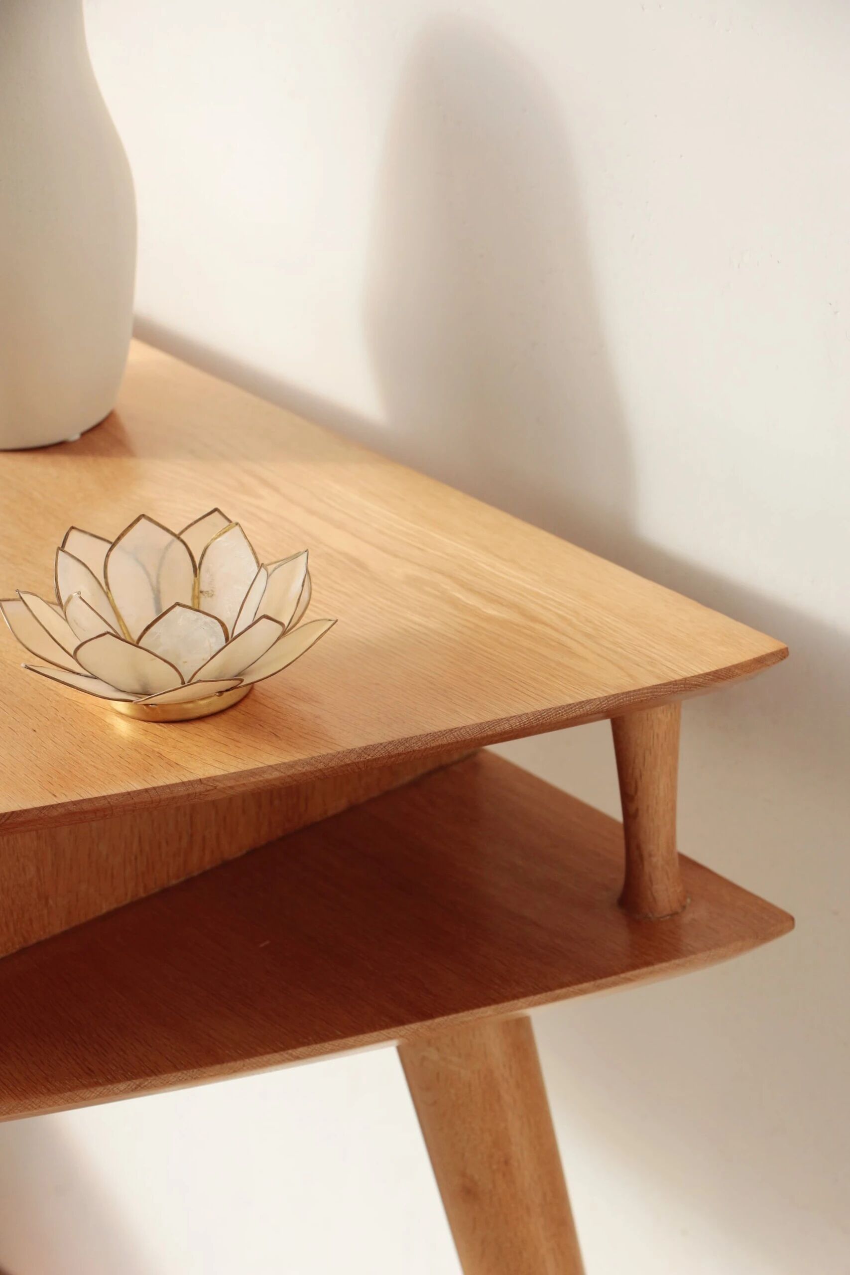 Solid oak tripod console table – vintage & restored