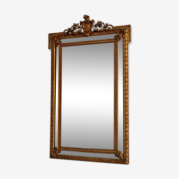 Miroir bois et stuc doré d'époque XIXème 108x182cm