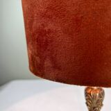 Brass and velvet lamp