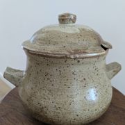 Grande soupière en grès pyrité vintage