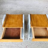Pair of wooden and metal bedsides 50/60