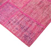 Handwoven oriental overdyed 174 cm x 247 cm pink patchwork carpet