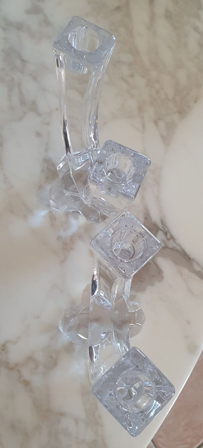 Pair of Vannes crystal candlesticks