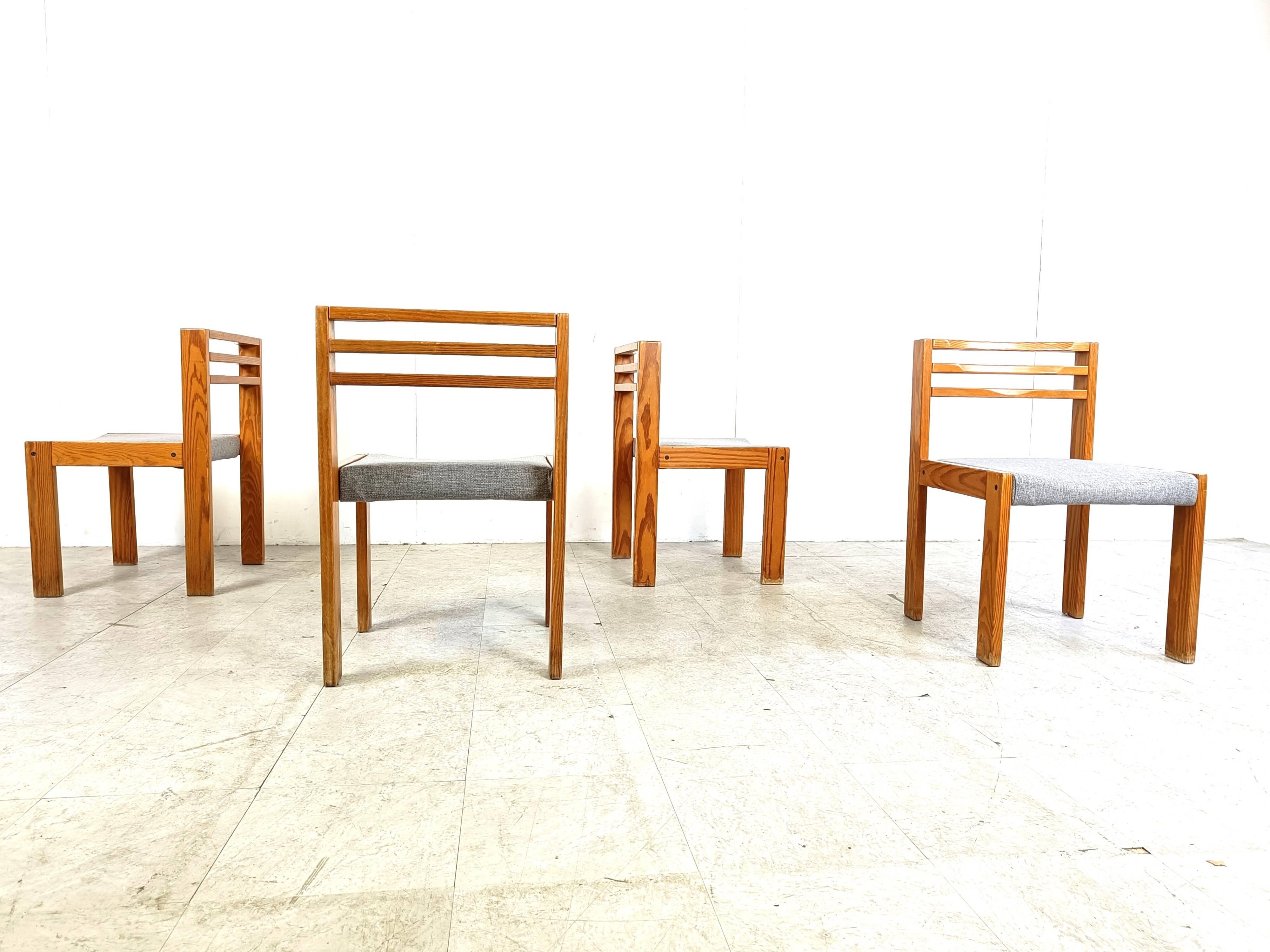 Set of 4 pine wood SG 1200 dining chairs by Cees Braakman, 1970s