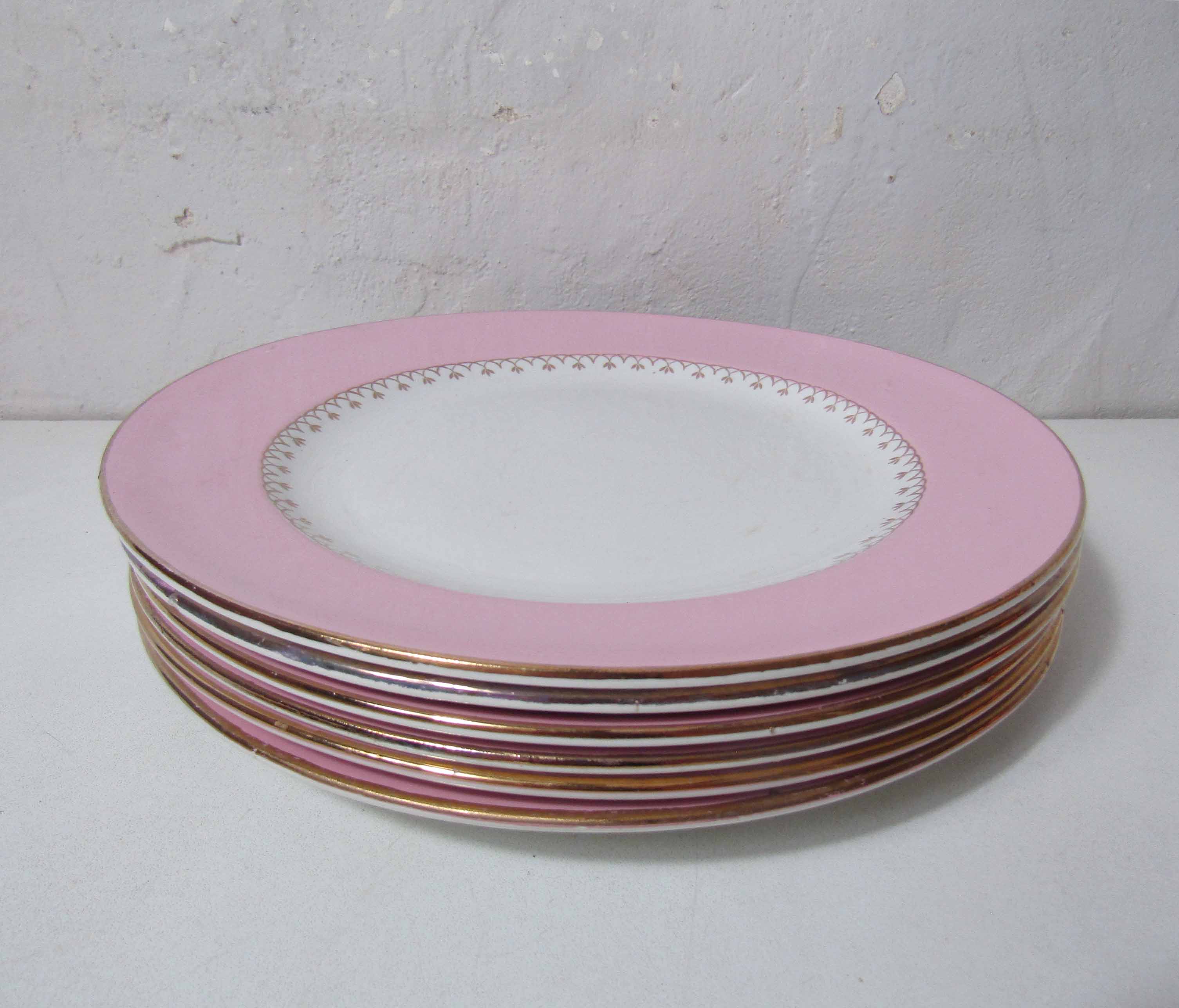 6 flat plates the pink and gold Amandinoise Saint Amand