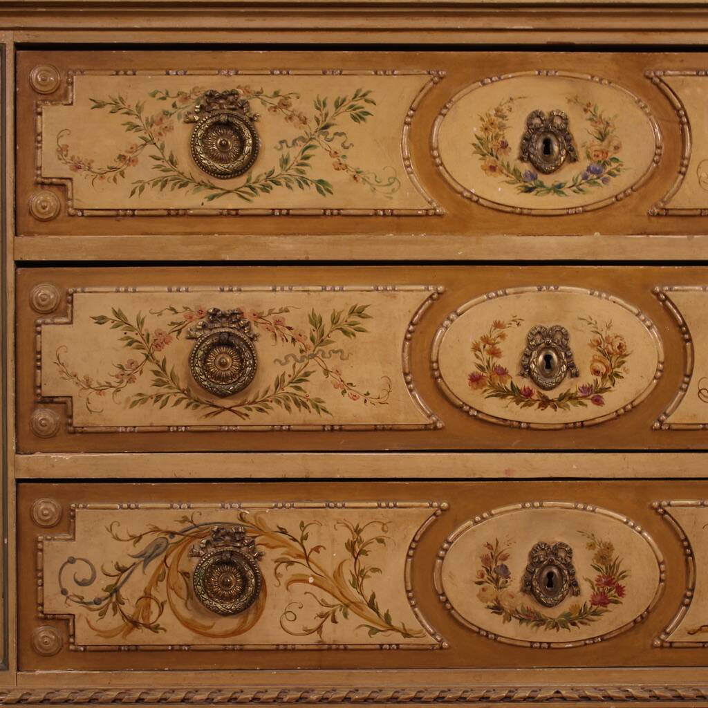 Dresser in lacquered wood with mirror Louis XVI style from the 20th century