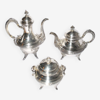 Service à café en argent massif minerve orfèvre henri soufflot 19e s. style louis xvi rubans 1750g