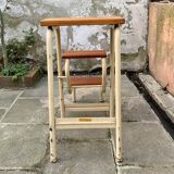 Vintage step stool in wood and steel