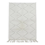 Small white Moroccan rug with diamond pattern
