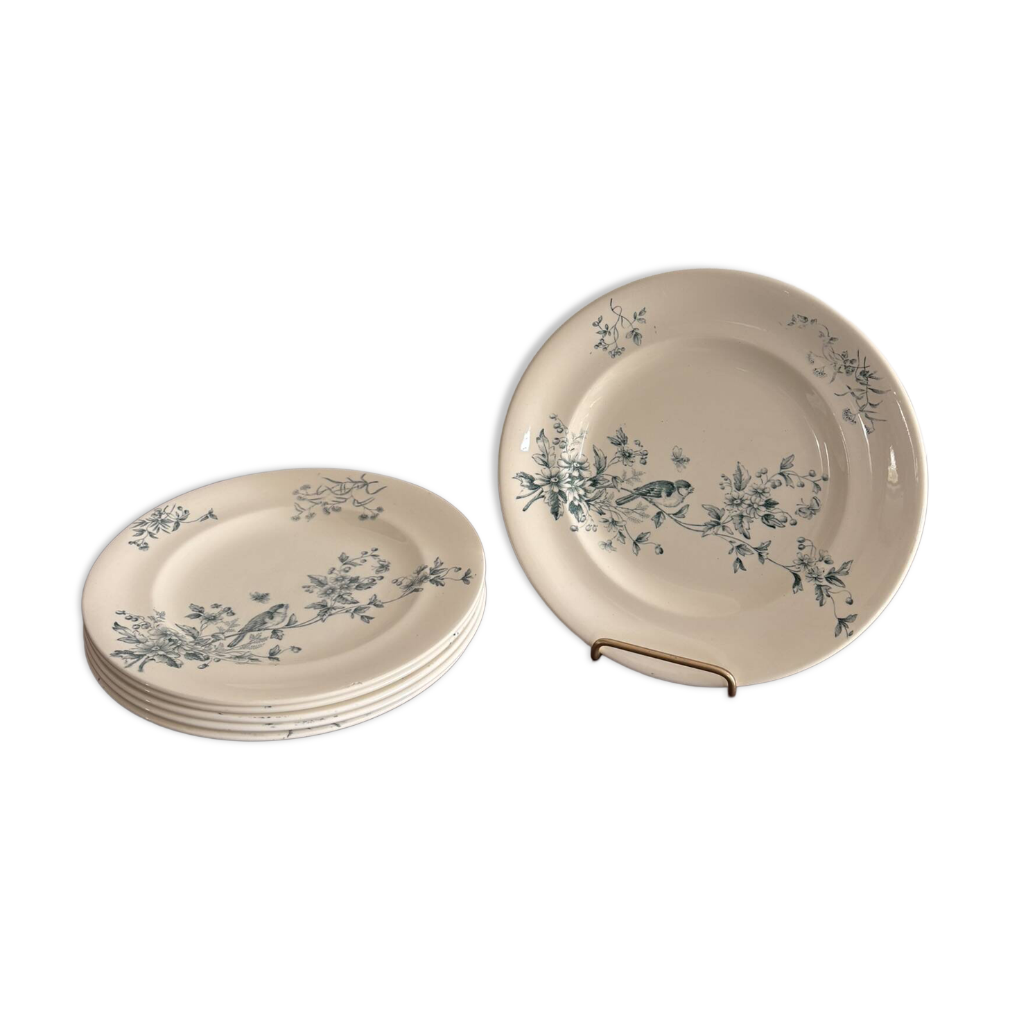 Lot 6 Plate Plates Faience Longwy Model Mignon
