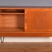 Restored Danish Teak 1960s Short Retro Sideboard Hairpin Legs