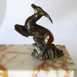 Art Deco lamp opalin globe on marble - gazelle