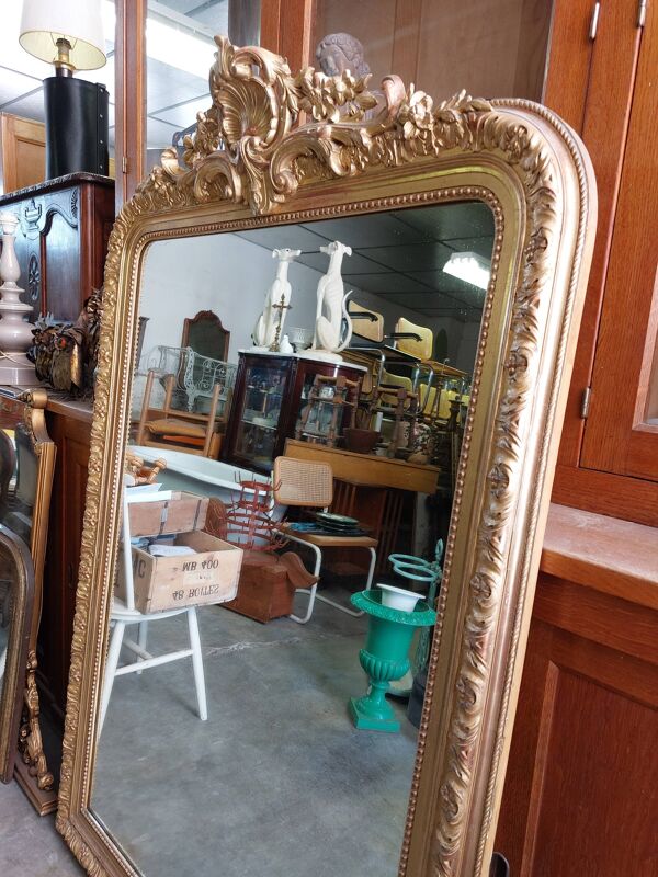 Miroir Louis XV en bois doré époque 19ème -1m63