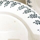 Assiette plate terre de fer, modele fleuri vert