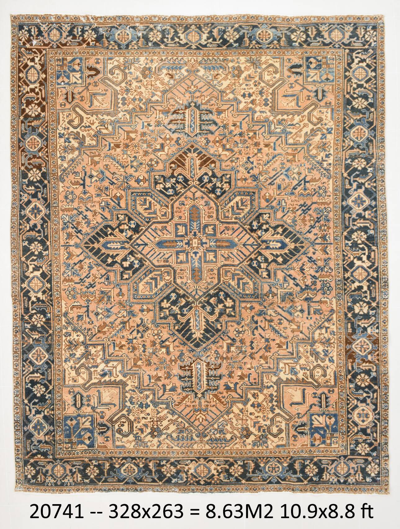 9x11  Pink & Navy Blue Classic Persian Rug, 263x328Cm