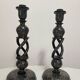 Pair of ancient Kashmiri candlesticks in midnight blue and gold – lamp bases