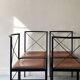 Set of 2 Italian chairs in black metal/cognac leather Arrben, Italy 1970.