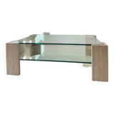 Table en verre et travertin