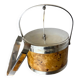 Lucite burl wood & brass ice bucket with tongs, Italy, circa 1970