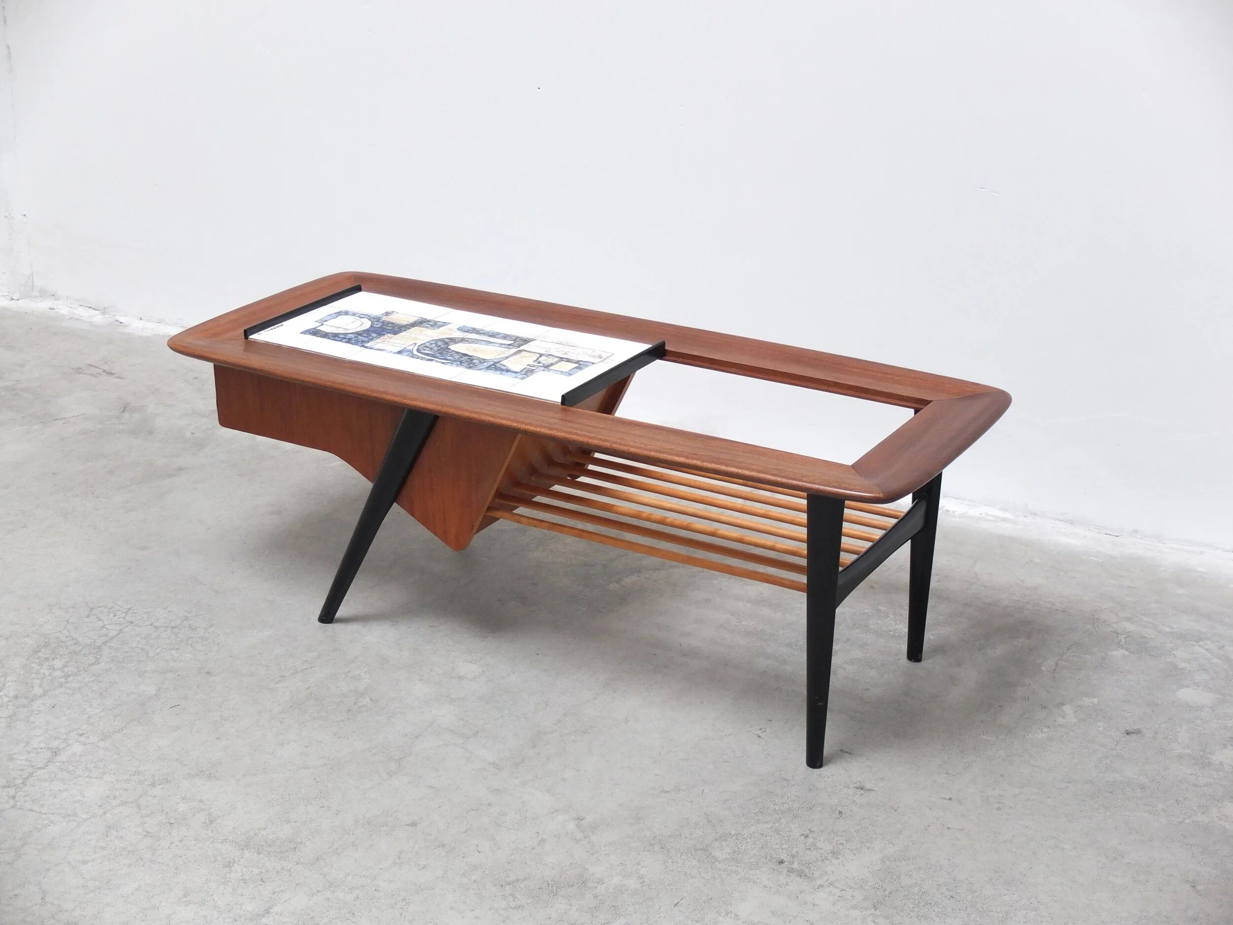 Decorative coffee table with bar by Alfred Hendrickx for Belform, 1950s