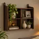 Vintage wooden wall shelve rack in oak brutalist minimalist design