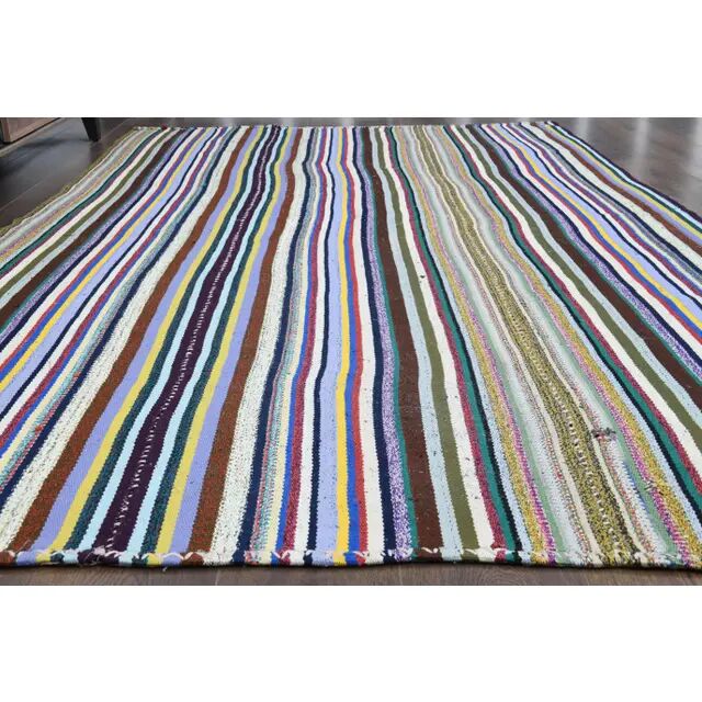 Tapis turc Oushak fait main en laine et coton multicolore, années 1970