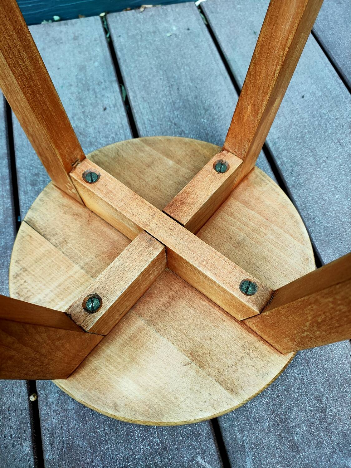 Vintage beech compass foot stool
