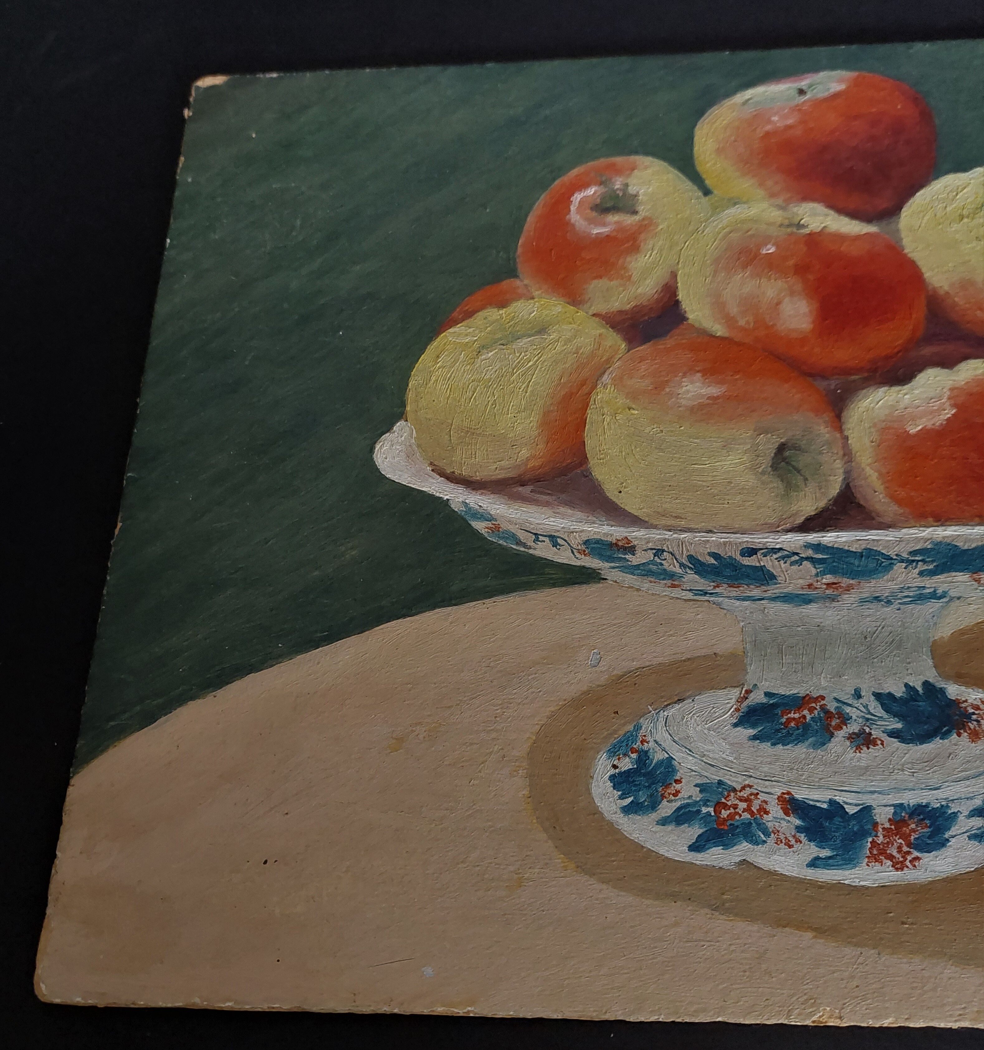 Painting oil on panel still life apples