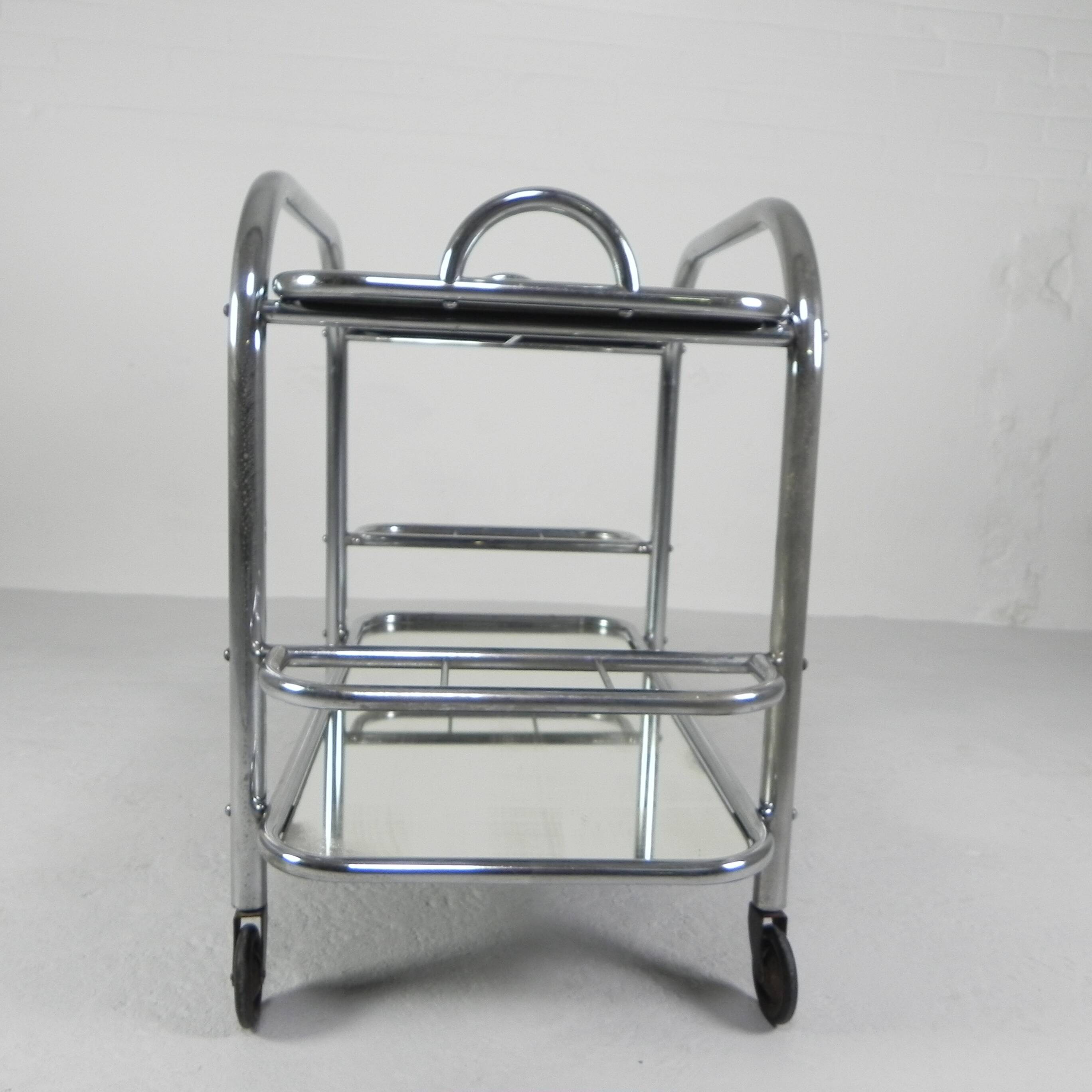 Art Deco serving trolley, chrome-plated, 1920s