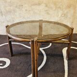 Bamboo and smoked glass coffee table 1970
