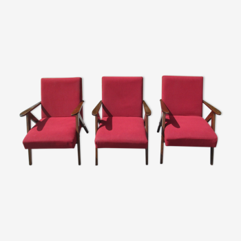 Set of three armchairs, Zakłady Przemysłu Meblarskiego w Radomsku, Poland, 196à