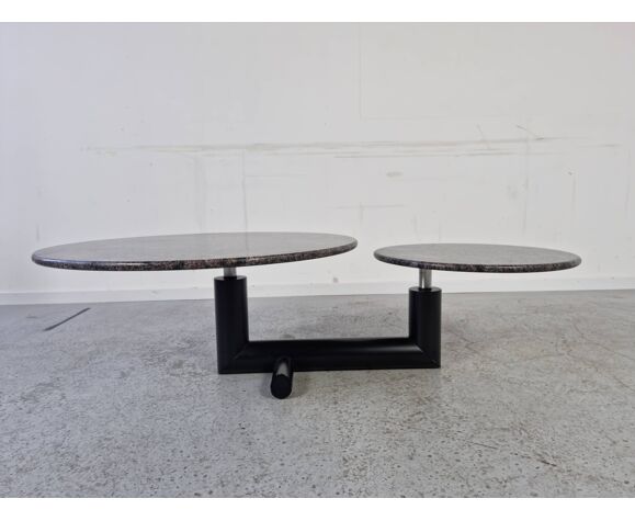 Table basse pivotante en granite et bois, années 80 | Selency