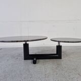 Table basse pivotante en granite et bois, années 80
