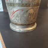 Antique engraved brass lassi glass – Indian artisanal bohemian vase