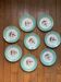 Set of 8 flat plates from the 50s-60s, turquoise rim and bird pattern.