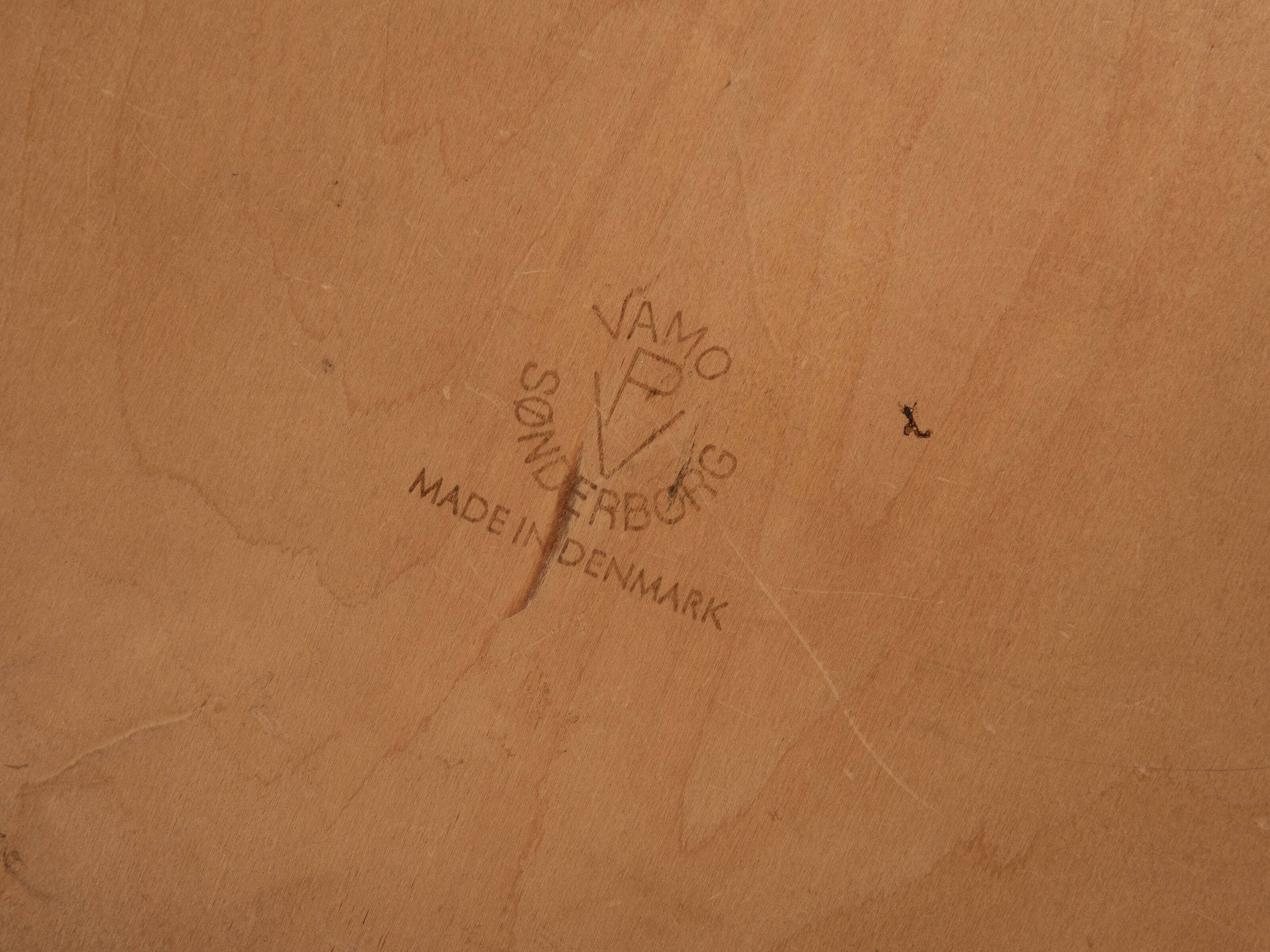 Midcentury Danish chair with armrests in teak and new skai by Arne Vodder for Vamo 1960s