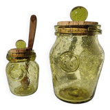 Mustard pot & blown glass jar Yellow "BIOT"