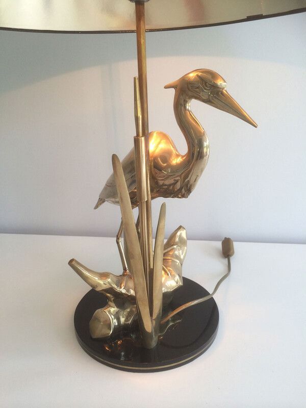 Brass lamp depicting a heron