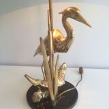 Brass lamp depicting a heron