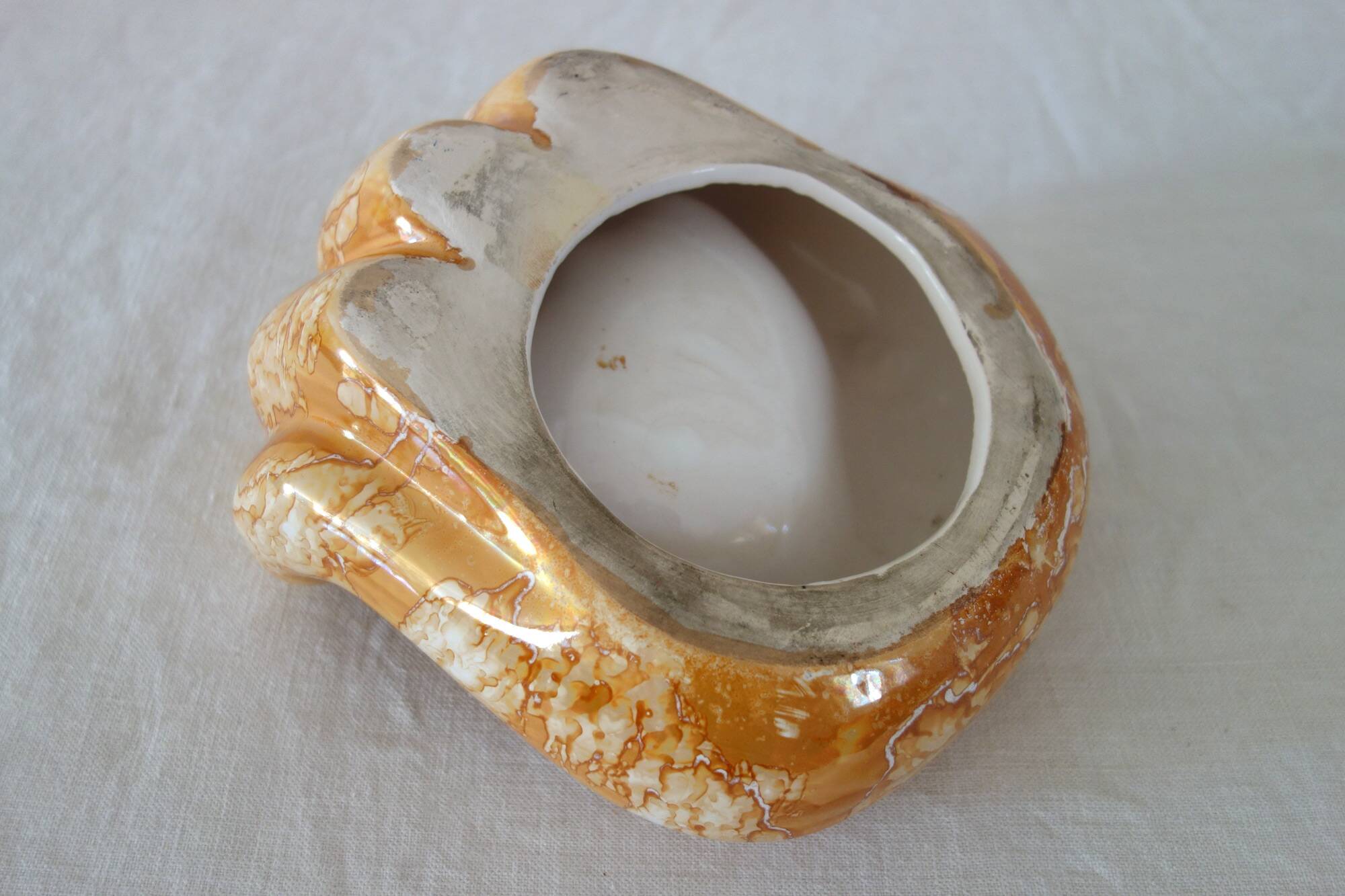Ceramic enamelled hand dish from the 1970s