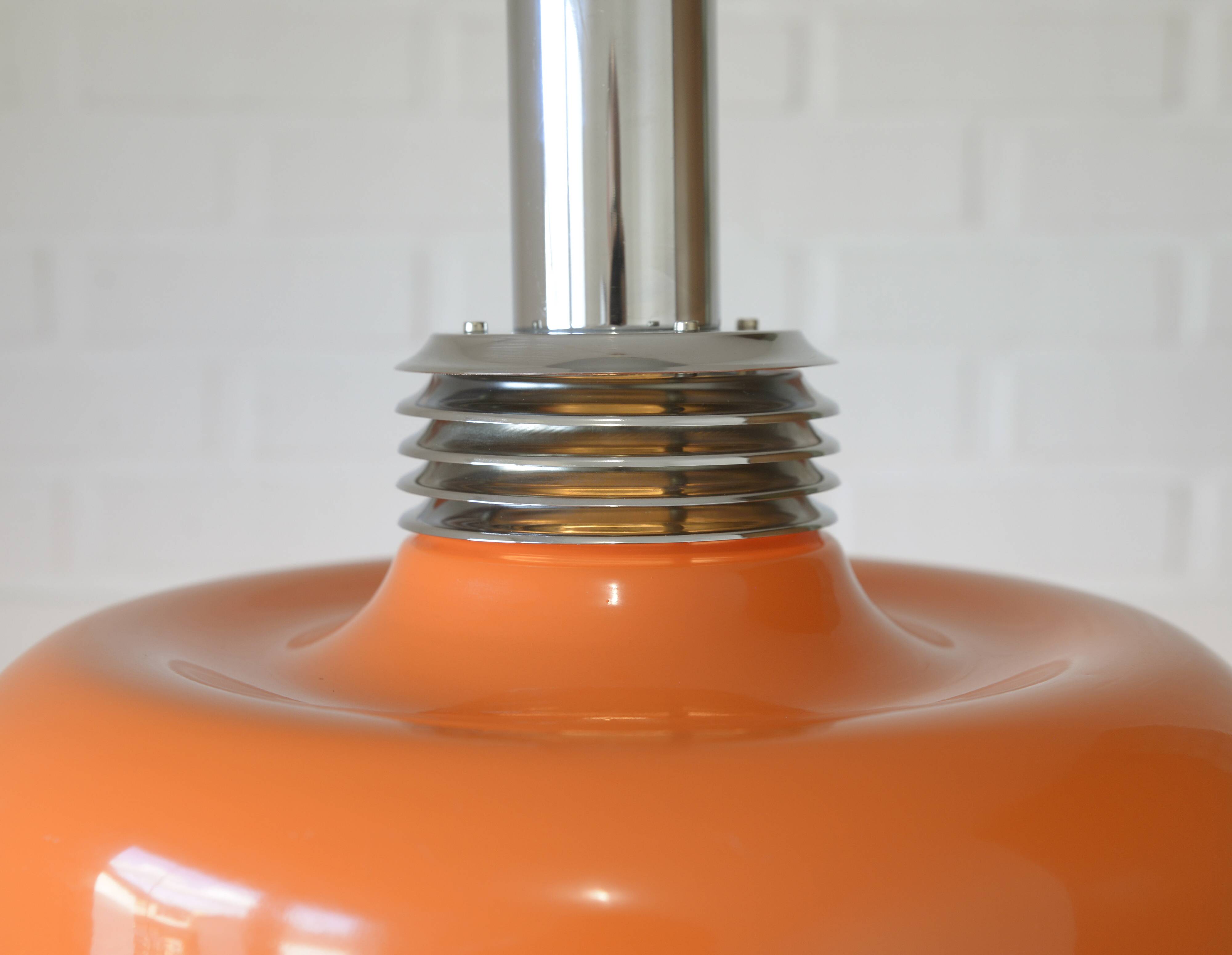 Vintage Orange Mid Century Modern Pendant Lamp Yugoslavia in the 1970's