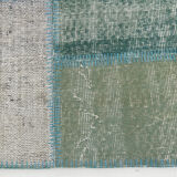 7x10 Green Vintage Patchwork Rug 300x210Cm