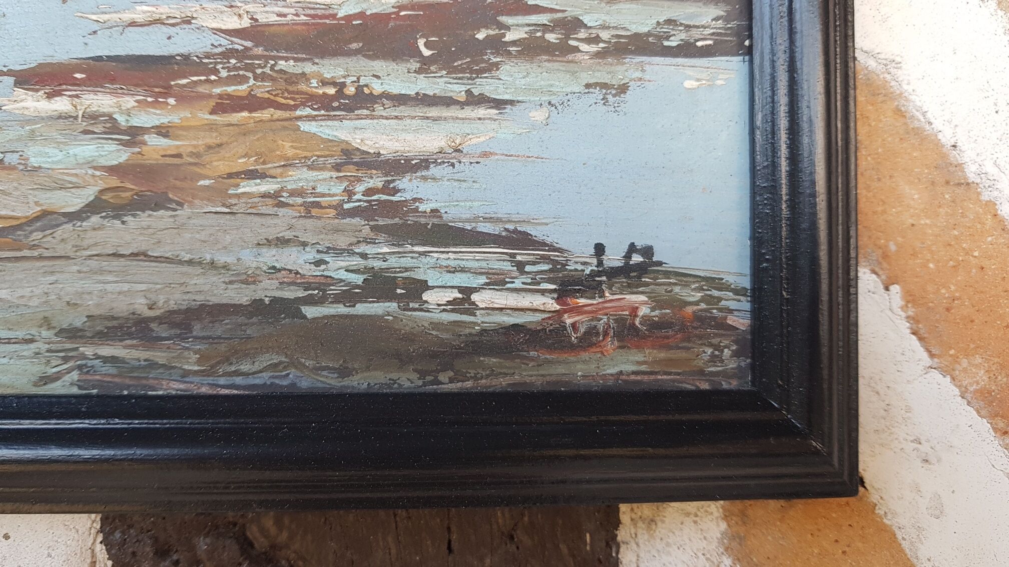 Tableau huile sur panneau marine