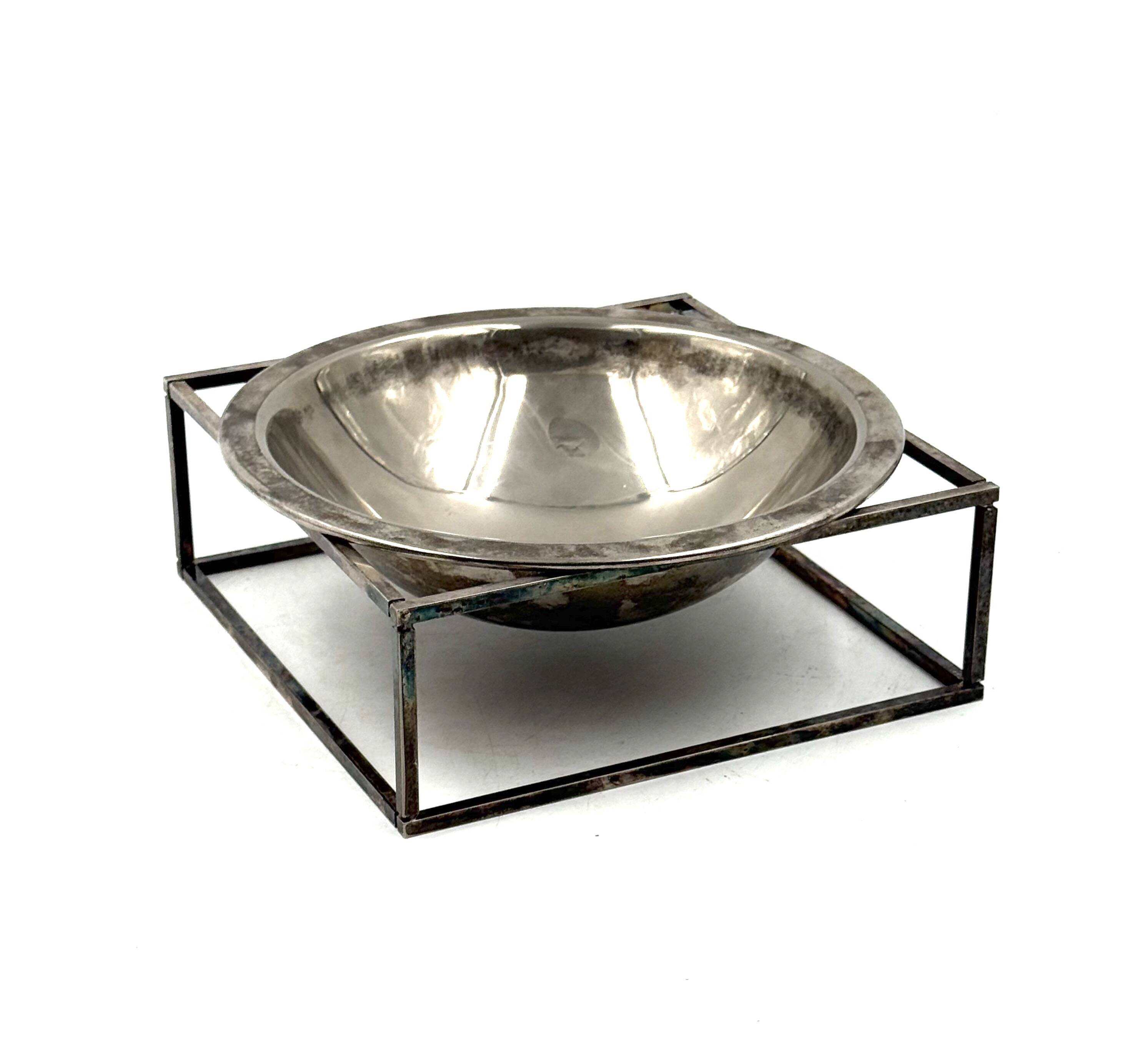 Mid-century modern silver-plated bowl / vide poche, PM Italy 1970s